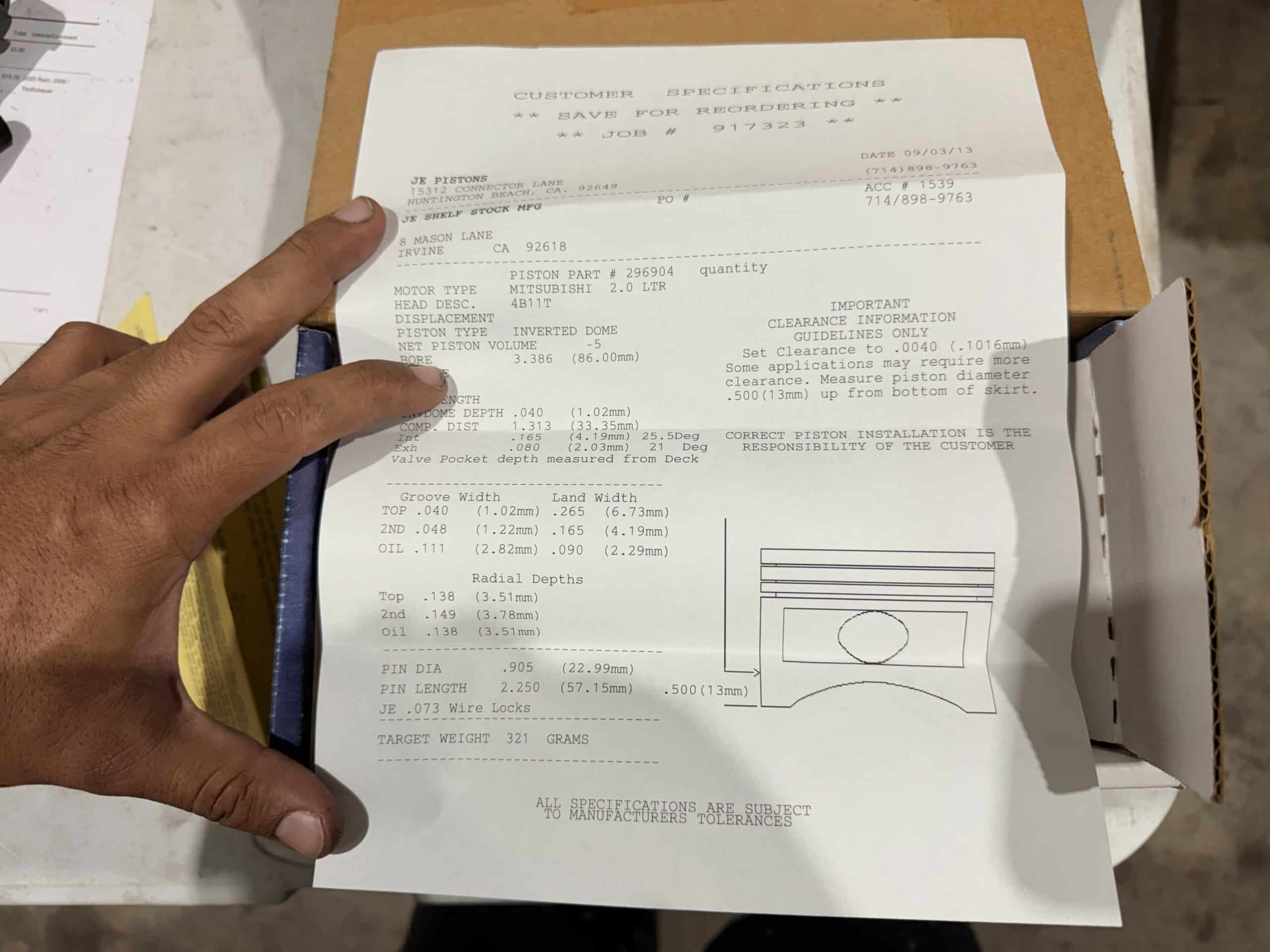 JE 4B11T Mitsubishi Piston Set - Image 2